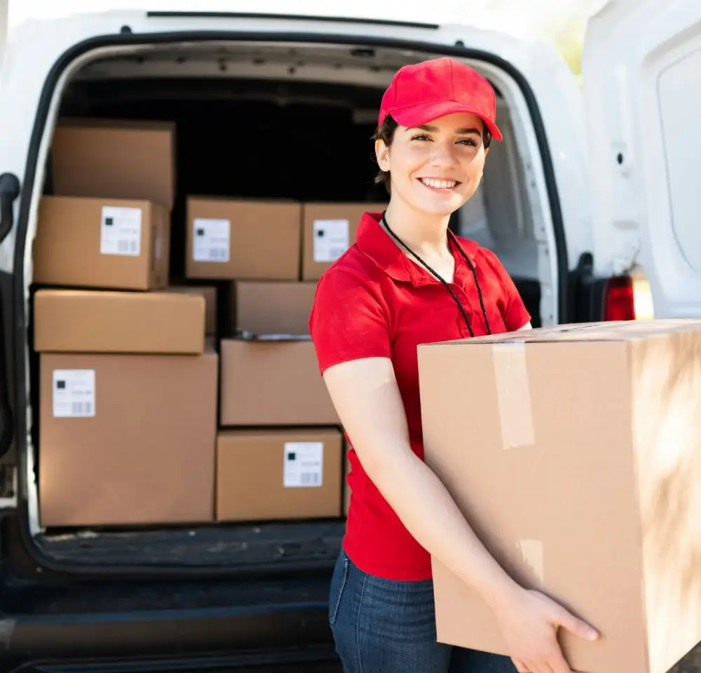 Female Courier with Box